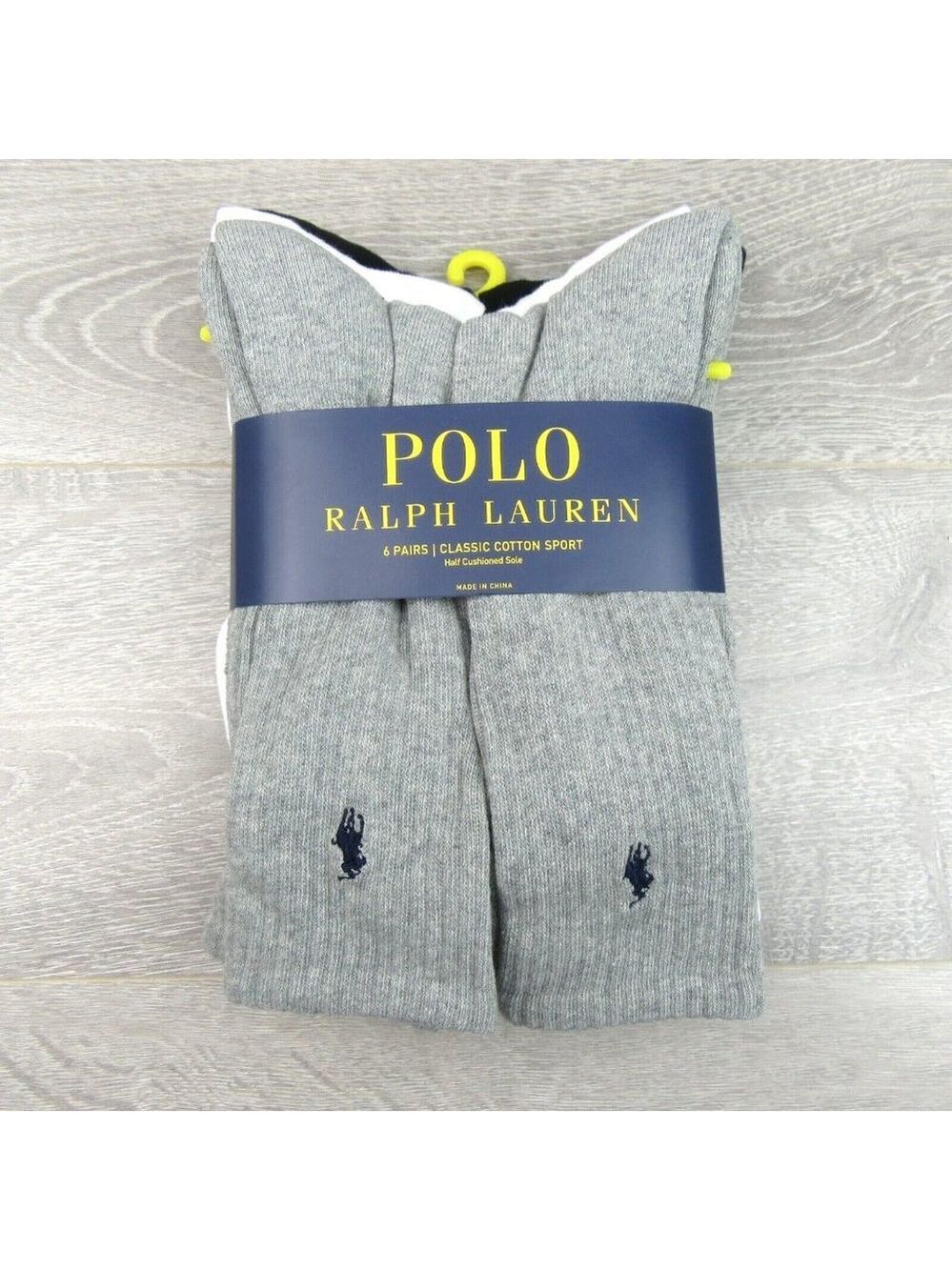 Polo Ralph Lauren Classic Sport Cushioned Crew Socks 6 Pack Mens Size 6-12 NEW - Picture 2 of 9